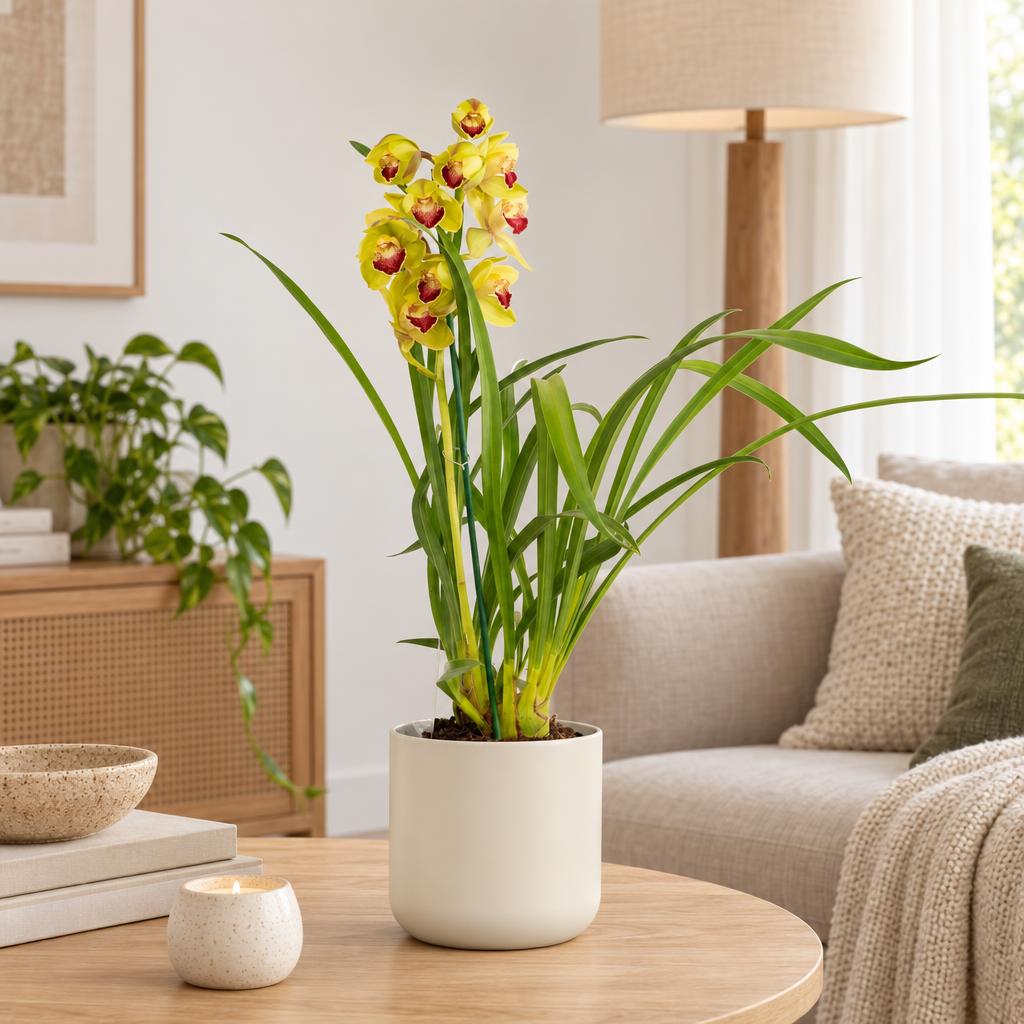 Cymbidium orchid 'Julia', also known as Boat Orchid