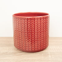 Chevron Pot | Ruby Red | Decorative Orchid Plant Pot - 