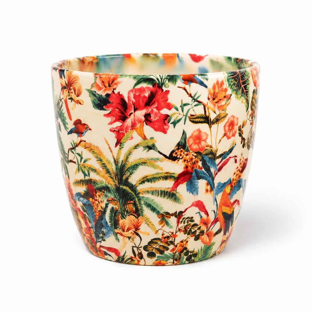 Monza decorative plant pot in Tropical Parrot