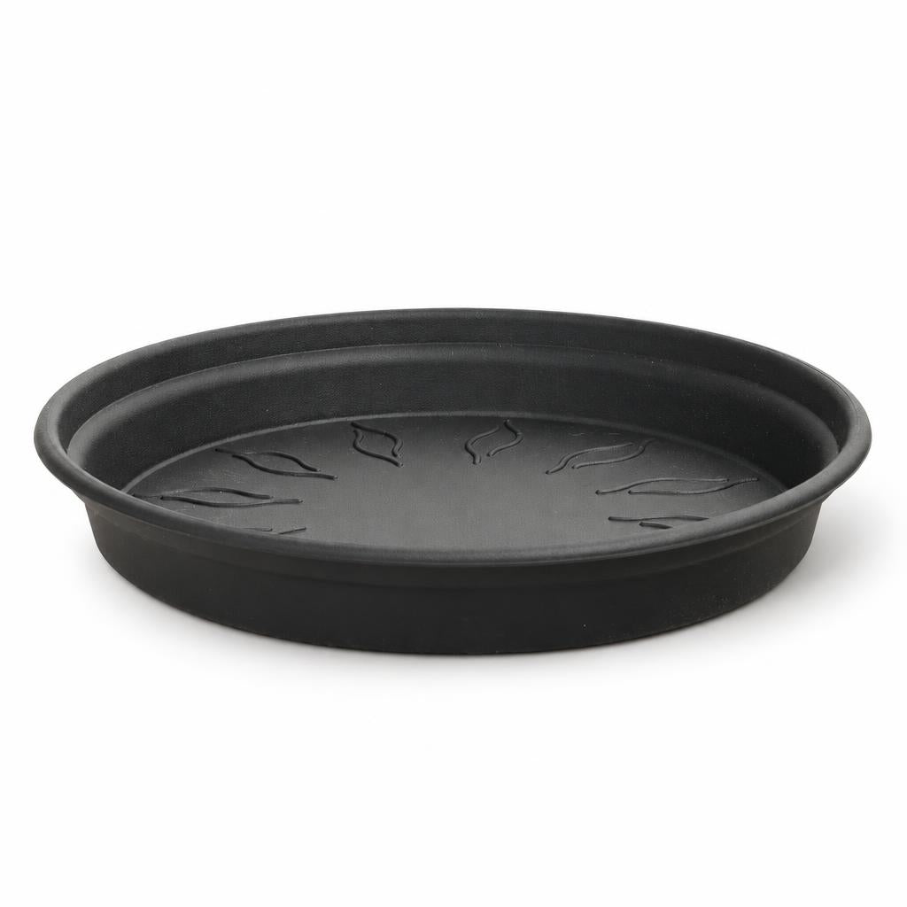 Elho black round plastic saucer
