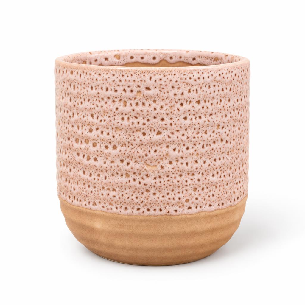 Morganite Glaze decorative plant pot in pink