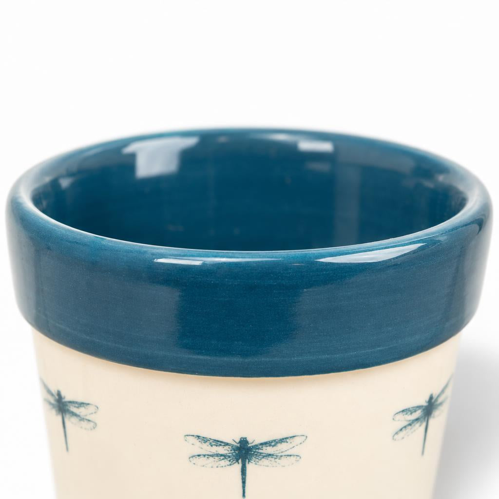 Dragonfly decorative plant pot with pastel decoration