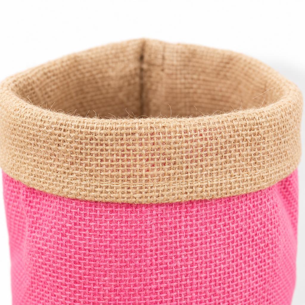 Pink hessian planter
