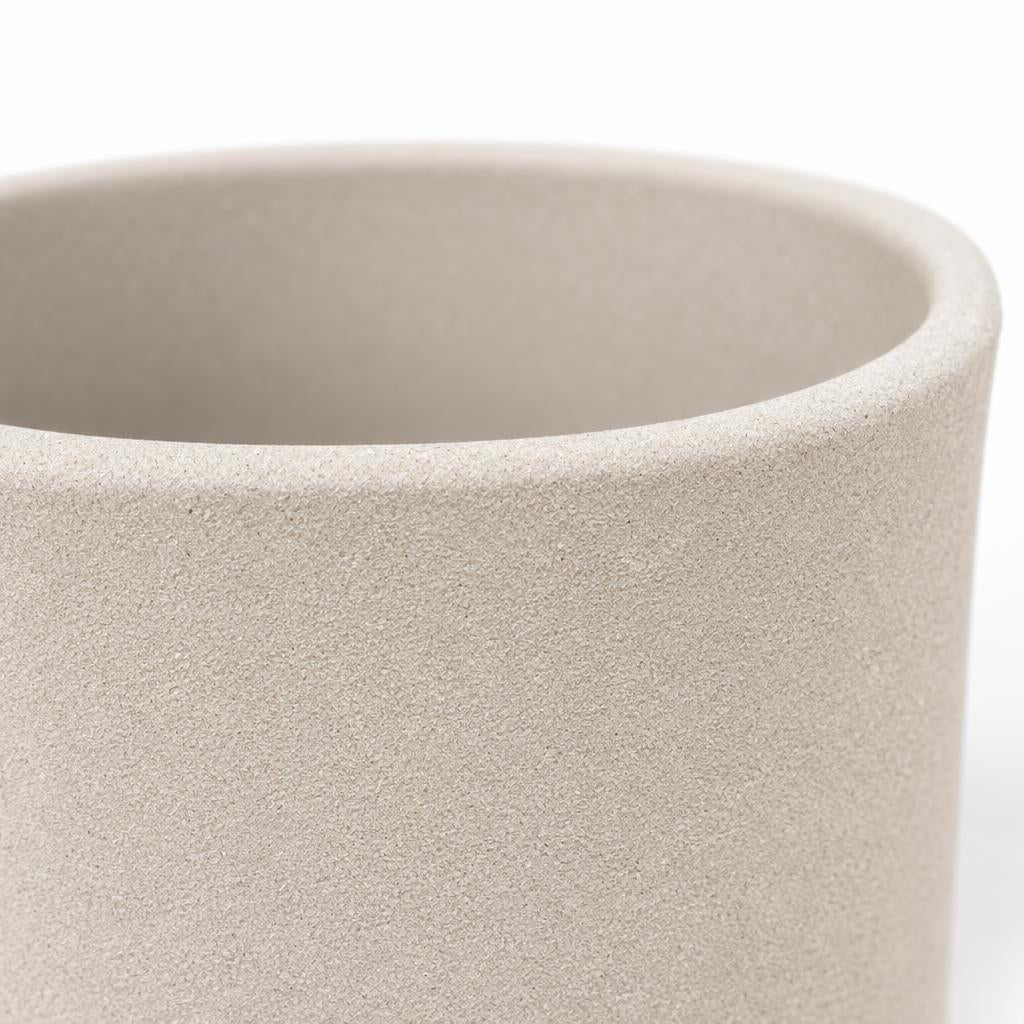 Leon Cement Grey pot with a static surface pattern