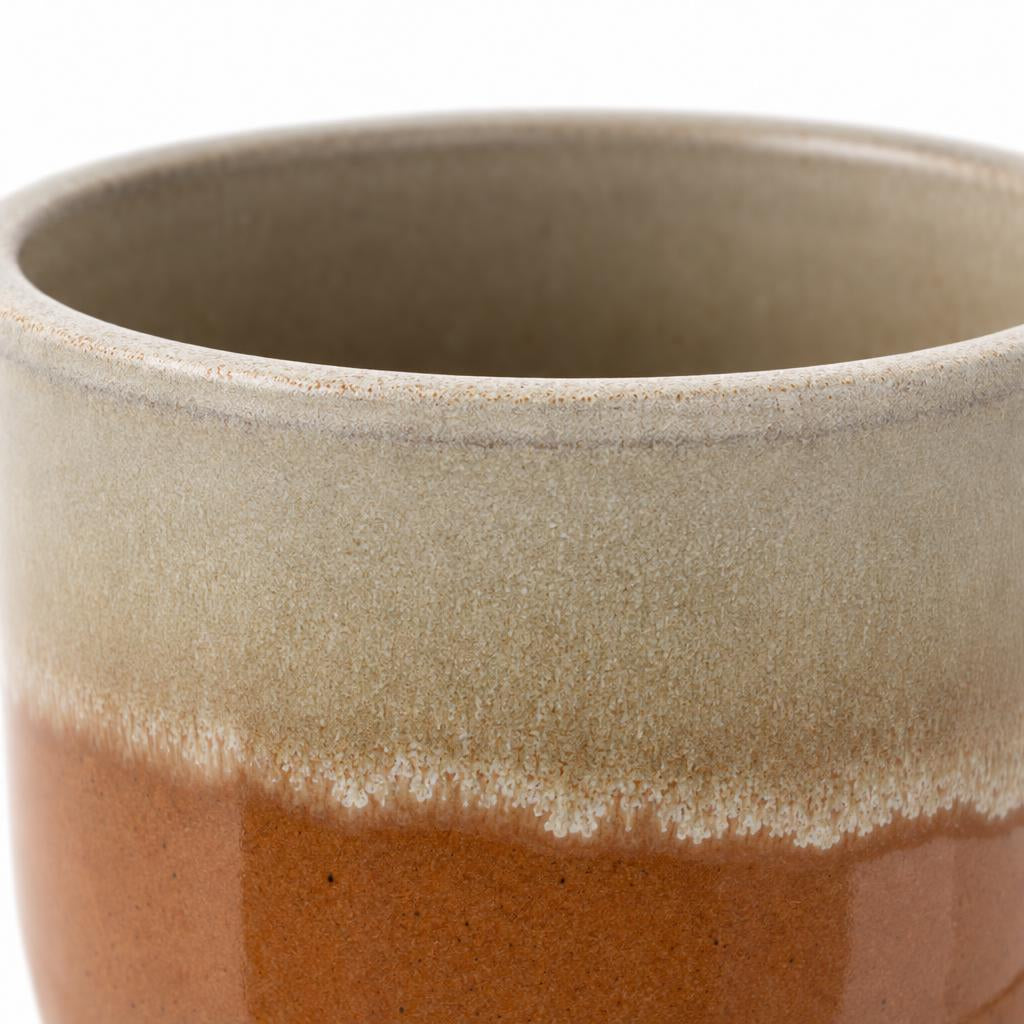 Rounded Rowe pot with a two-tone reactive glaze